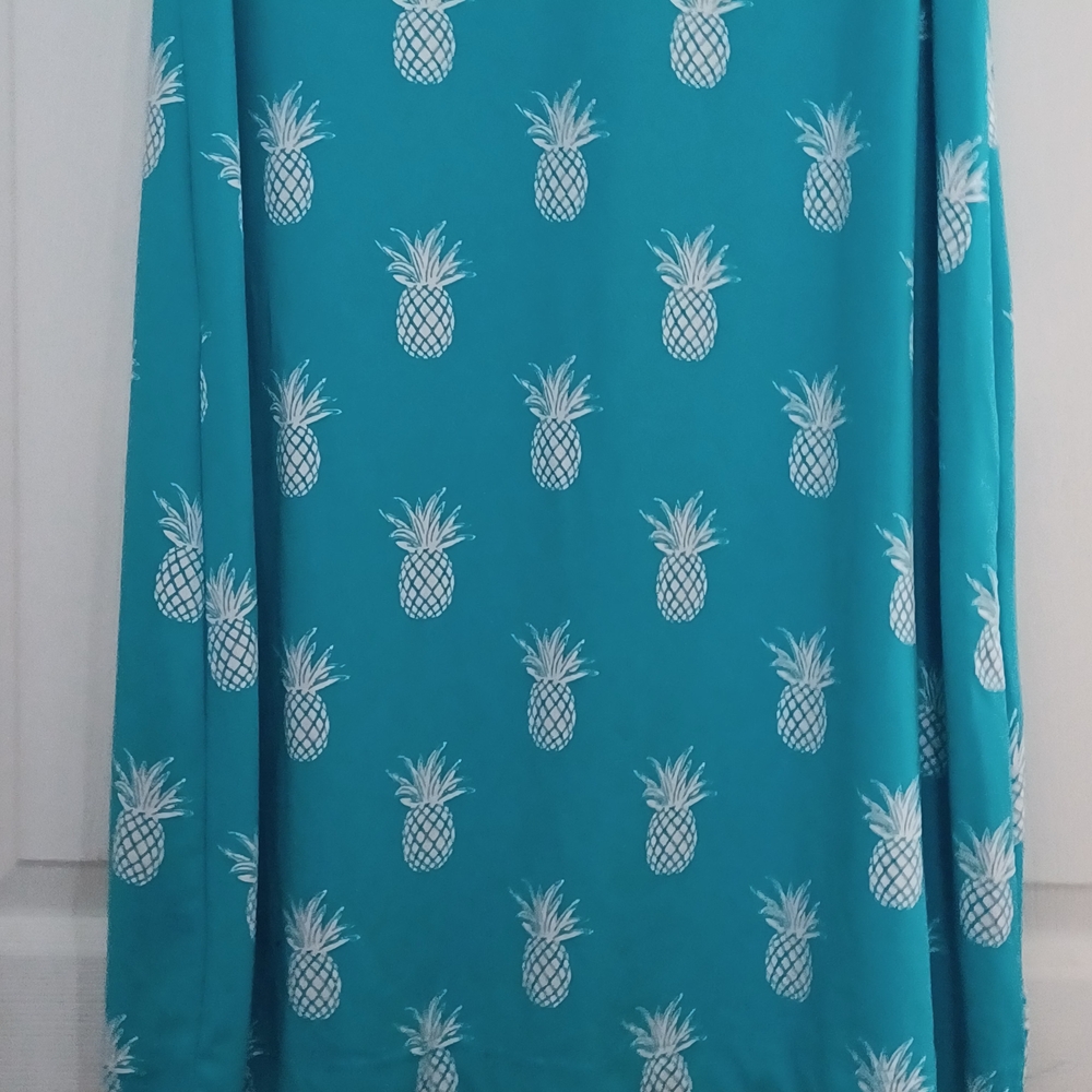 Lulu-B Teal Pineapple Womens Size L 50 UPF Print Dress - Picture 5 of 9